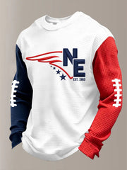 Men's Football Print Waffle Long Sleeve T-Shirt