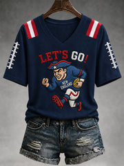 Women's Go Pats! Football Gameday Gift For Football Fans Casual V-Neck Tee