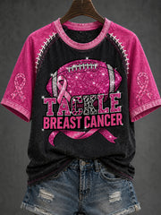 Women's tackle cancer theme pattern printed casual short-sleeve T-shirt