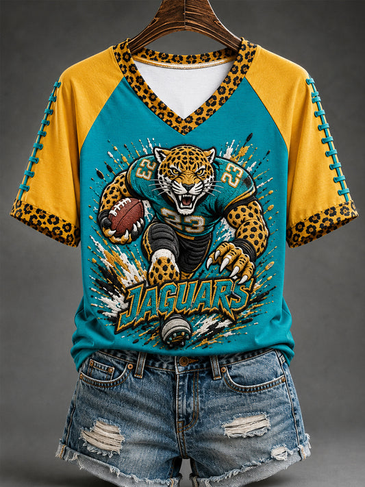 Women's Football Gameday Gift For Football Fans Casual V-Neck Tee