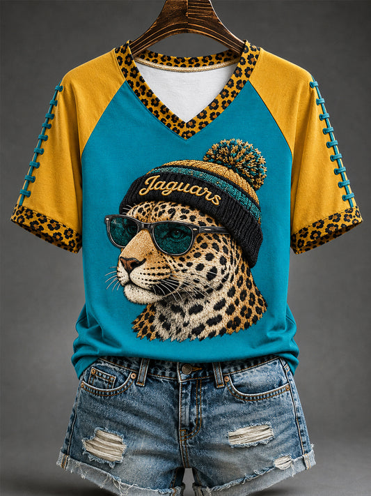 Women's Football Gameday Gift For Football Fans Casual V-Neck Tee
