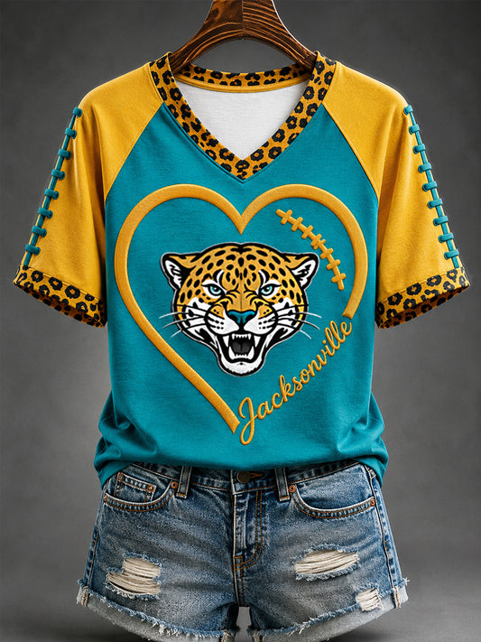 Women's Football Gameday Gift For Football Fans Casual V-Neck Tee