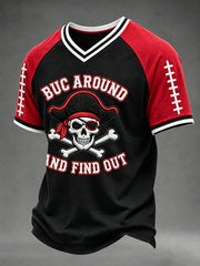 Men's Football Fan Print V-neck T-shirt