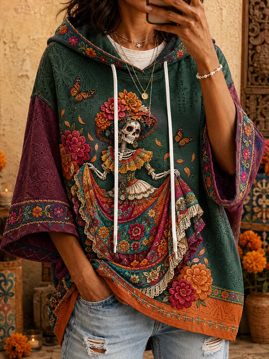 Women’s Mexico Day of The Dead Floral Art Printed Hoodie
