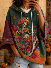 Women’s Mexico Day of The Dead Floral Art Printed Hoodie