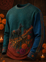 Men's Mexico Day of The Dead Floral Art Printed Sweatshirt
