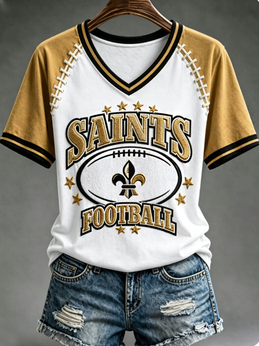 Women's V-neck off-shoulder short-sleeved T-shirt
