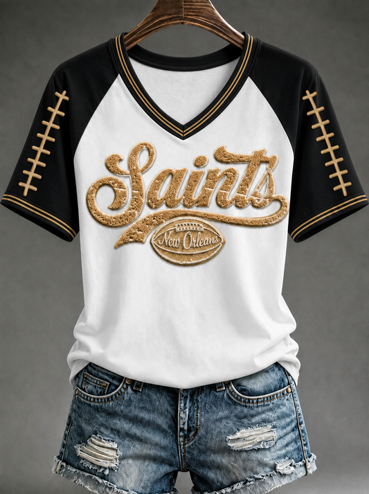 Women's V-neck off-shoulder short-sleeved T-shirt