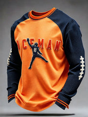 Men's Chicago Football Lover Bear Art Printed Waffle Sweatshirt