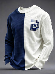 Men's Football Gameday Gift For Football Fans Casual Waffle Long Sleeve Top