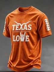 Men's Game Day Football Waffle Print Casual T-Shirt