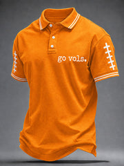Men's Game Day Football Print Casual Polo Shirt