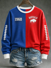 Women's Football Lover Buffalo Print Casual Sweatshirt