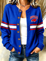 Women's Football Lover Buffalo Print Casual Cardigan