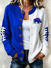 Women's Football Lover Buffalo Print Casual Cardigan