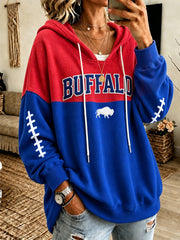 Women's Football Lover Buffalo Print Casual Sweatshirt