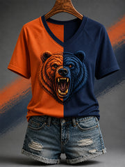 Women's Football Gameday Gift For Football Fans Casual V-Neck Tee