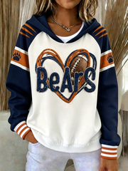 Women's Chicago Football Lover Bears Art Printed Hooded Sweatshirt