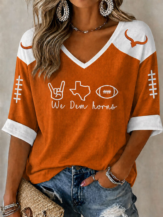 Women's Game Day Football Print Casual T-shirt