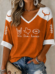 Women's Game Day Football Print Casual T-shirt
