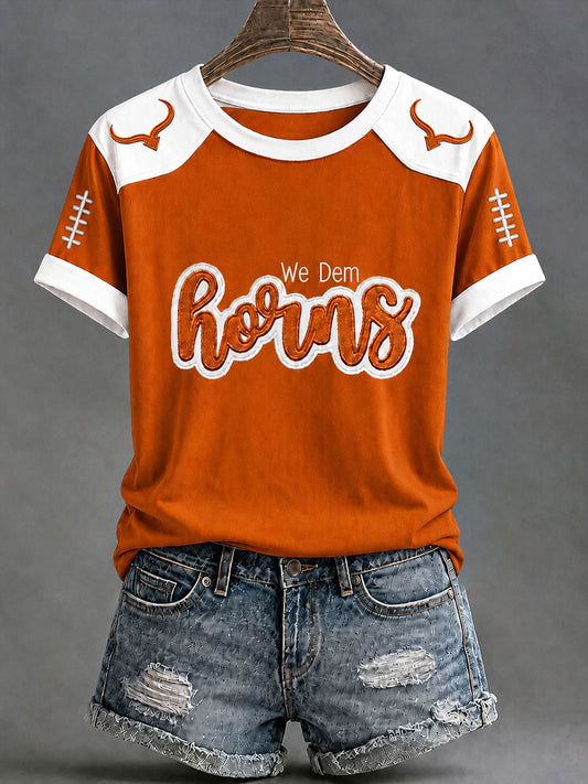 Women's Game Day Football Print Casual T-shirt