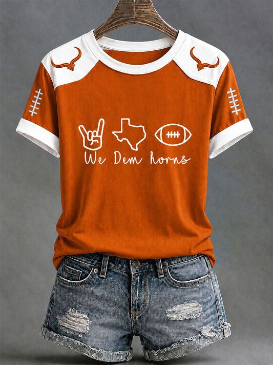 Women's Game Day Football Print Casual T-shirt