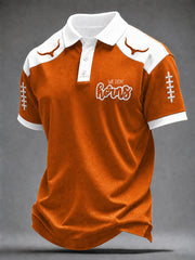 Men's Game Day Football Print Casual Polo Shirt
