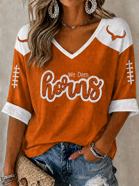 Women's Game Day Football Print Casual T-shirt