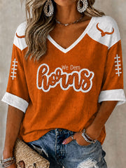Women's Game Day Football Print Casual T-shirt