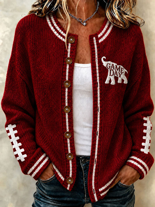 Women's Game Day Football Printed Casual Cardigan