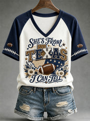 Women's Football Gameday Gift For Football Fans Casual V-Neck Tee