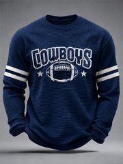 Men's Football Gameday Gift For Football Fans Casual Waffle Long Sleeve Top