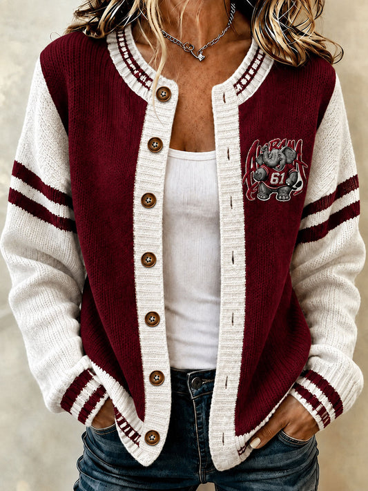 Women's Game Day Football Printed Casual Cardigan