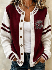 Women's Game Day Football Printed Casual Cardigan
