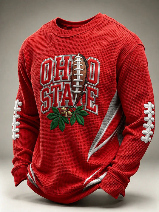 Men's Football Print Waffle Sweatshirt