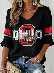 Women's Football Print Waffle T-shirt