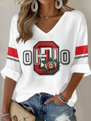 Women's Football Print Waffle T-shirt