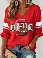 Women's Football Print Waffle T-shirt
