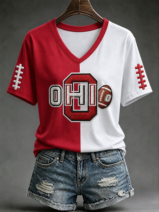 Women's Football Print Short-sleeved T-shirt