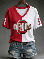 Women's Football Print Short-sleeved T-shirt