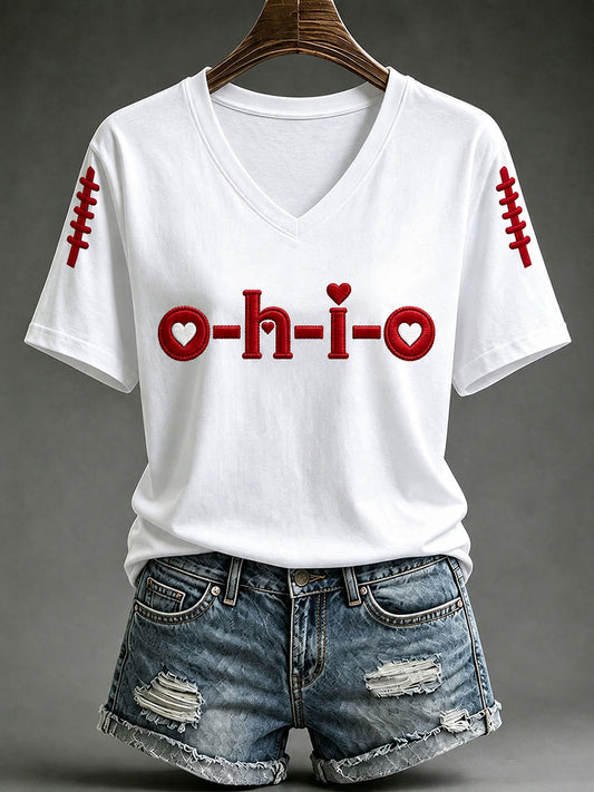 Women's Ohio Football Print short-sleeved T-shirt