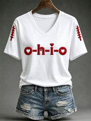 Women's Ohio Football Print short-sleeved T-shirt
