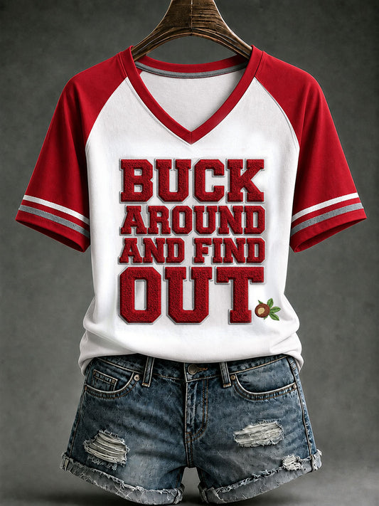 Women's Buck AroundAnderson Find Out V-neck T-shirt