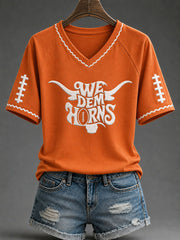 Women's Game Day Football Print Casual T-shirt