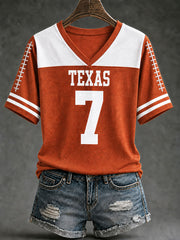 Women's Game Day Football Print Casual T-shirt