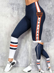 Women's Chicago Football Lover Bear Art Printed Leggings