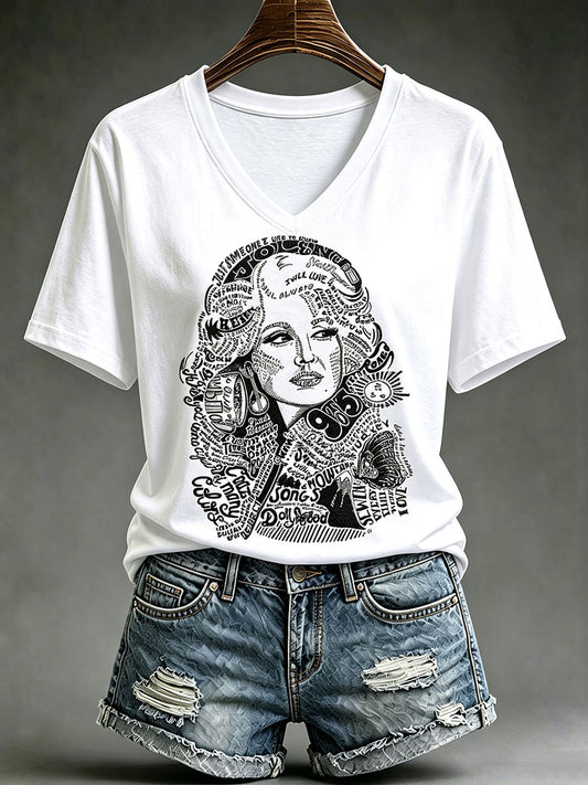 Women's Singer Memorial Print Short-sleeved T-shirt