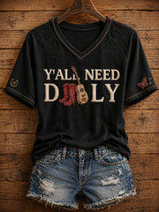 Women's Rip Country Music Lover Queen of Country Printed T-shirt