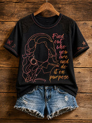 Women's Rip Country Music Lover Queen of Country Printed T-shirt