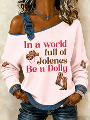 Women's Country Legend Tribute Print Casual Off-Shoulder Sweatshirt